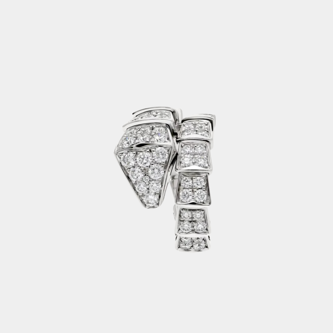 Ella Jewellery Serpanti Ring,18k White Gold Plated,Cubic Zircon Paved