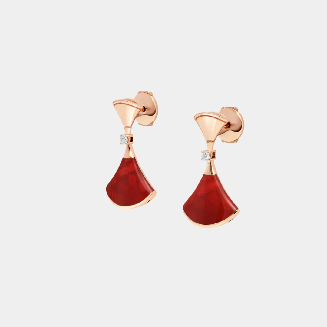 Ella Jewellery Divas'Dream Earring,18k Rose Gold Plated,Red Agate stone