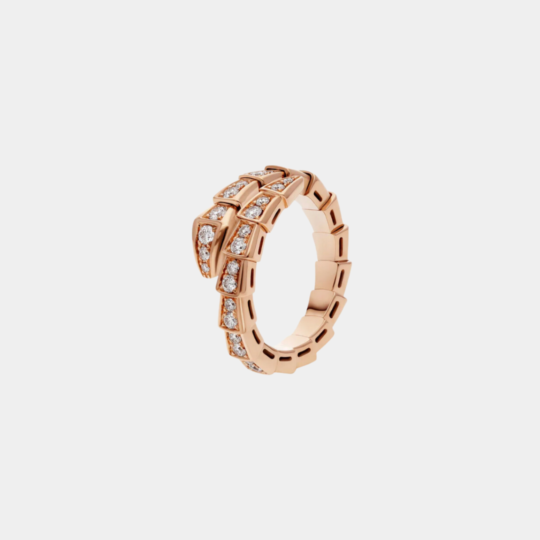 Ella Jewellery Serpenti Ring,18k Rose Gold Plated,Cubic Zircon Paved