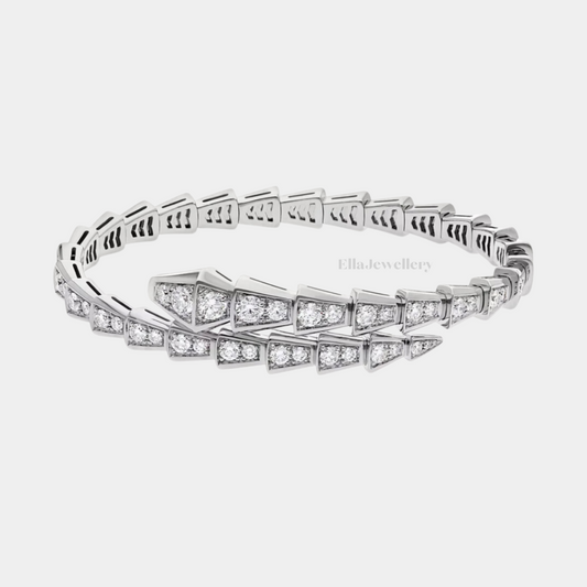 Ella Serpenti Snake Bracelet,18k white gold plated Zircon Paved