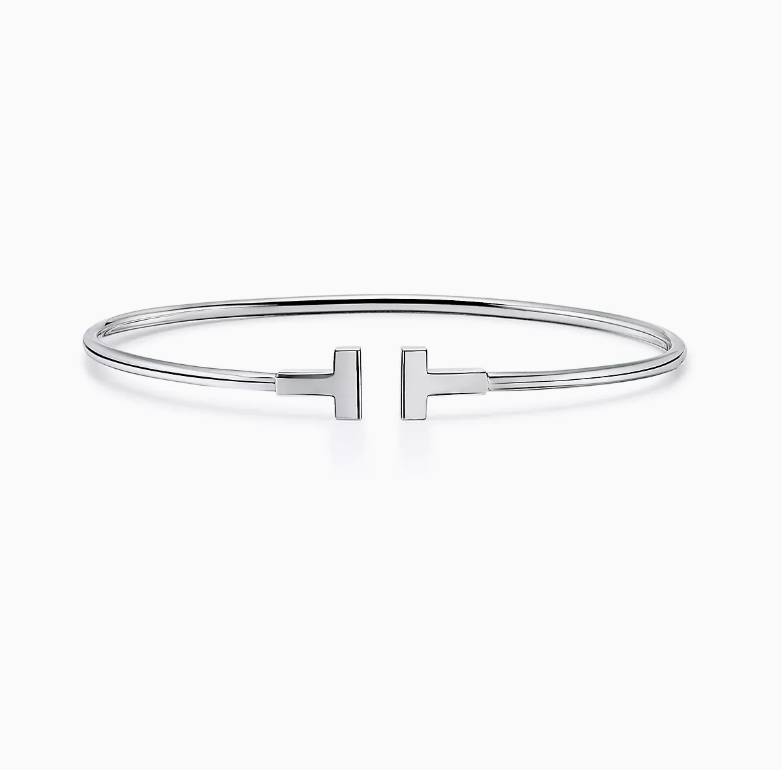 Ella T Bangle,18k White Gold Plated