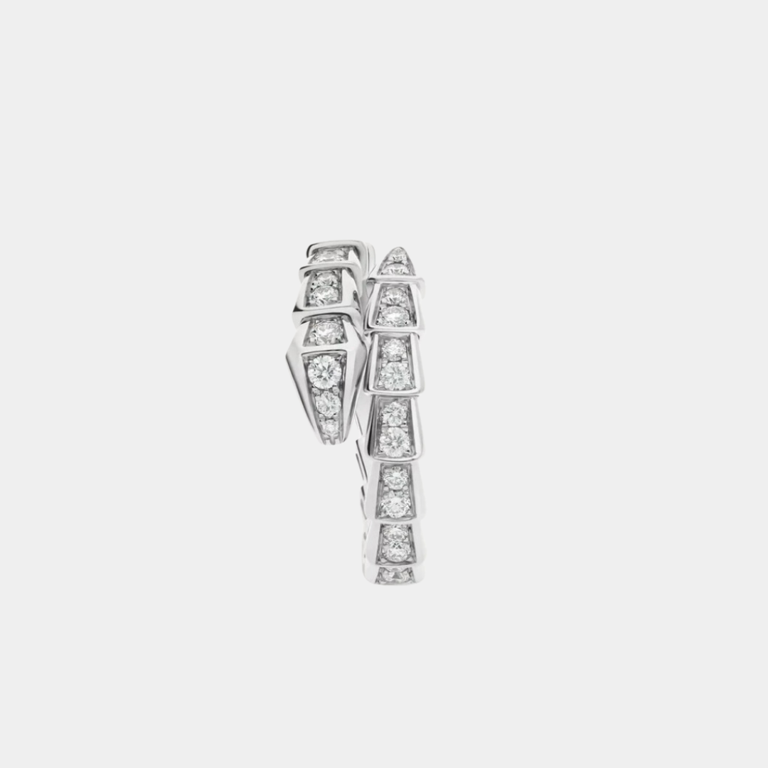 Ella Jewellery Serpenti Ring,18k White Gold Plated,Cubic Zircon Paved